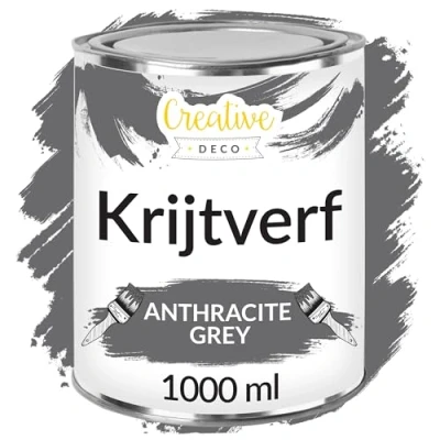 Afbeelding van Creative Deco 1000 ml Antraciet Grijs Krijt Verf Mat en Wasbaar Perfect voor Renovatie, Decoratie Decoupage van Meubels Egen Gradient Effect Mogelijk