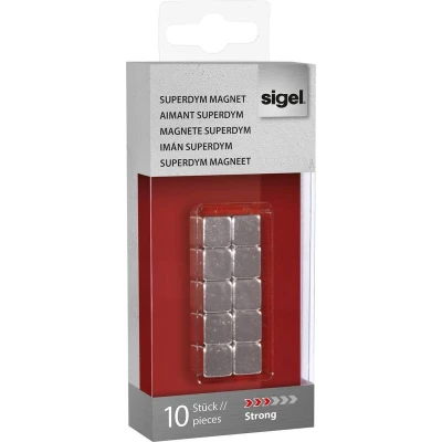 Afbeelding van Magneet voor glasbord Sigel 10x10x10mm vernikkeld sterk 10 stuks