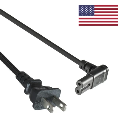 Afbeelding van C7 (haaks boven/beneden) Type A / Amerika (recht) stroomkabel SPT AWG18/2 zwart 1,8 meter