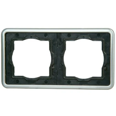 Afbeelding van Kopp Afdekframe 2 voudig Vision staal, ‎302420076