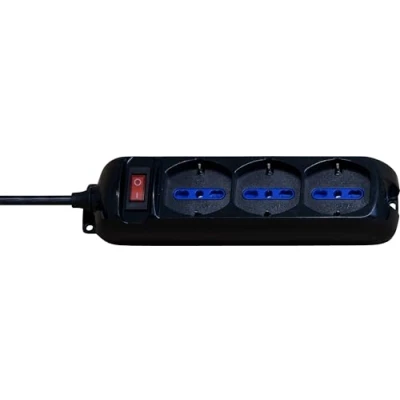 Afbeelding van BRENNENSTUHL Eco Line 1155509 stekkerdoos met schakelaar en 3 universele stopcontacten (IT10/16A DE 16A) voor het bureau thuis of op kantoor kabel 1,4 m