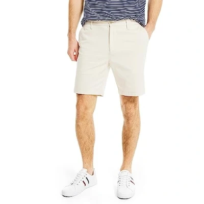 Afbeelding van Nautica Mannen Classic Fit Flat Front Stretch Solid Chino Deck Korte Casual, Steen, 54