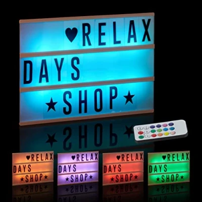 Afbeelding van Relaxdays lightbox met kleurverandering, 85 letters en symbolen, lichtbak letters, op batterijen,3 effecten, wit