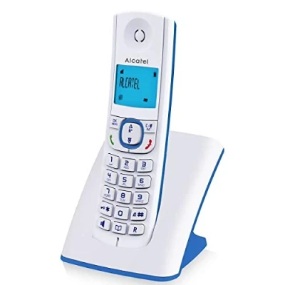Afbeelding van Alcatel F530 Draadloze telefoon met geavanceerde oproepblokkering, handsfree, groot scherm achtergrondverlichting, VIP beltonen, 10 oproepmelodieën, wit/blauw, FR versie
