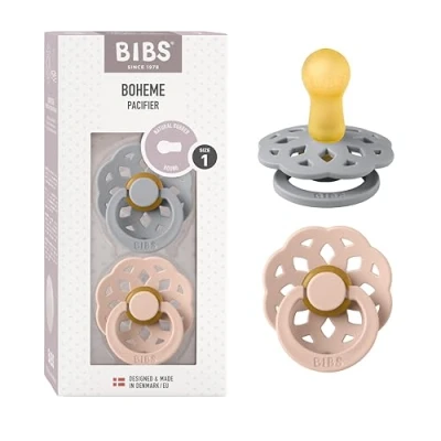 Afbeelding van BiBS Boheme Pacifier Stage 1 Fopspeen 2 stuks Cloud / Blush