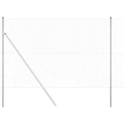 Afbeelding van vidaXL Kettinglinkhek met 7 palen 1.6x10 m Gegalvaniseerd Staal