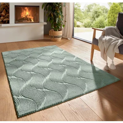 Afbeelding van Zacht Vloerkleed Fuzz Whirl Groen 200x290 Cm