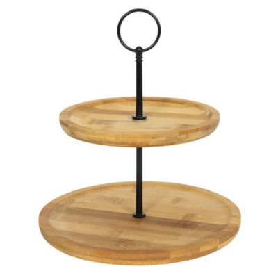Afbeelding van Svenska Living Etagere 2 laags bamboe hout 16 x D22 cm