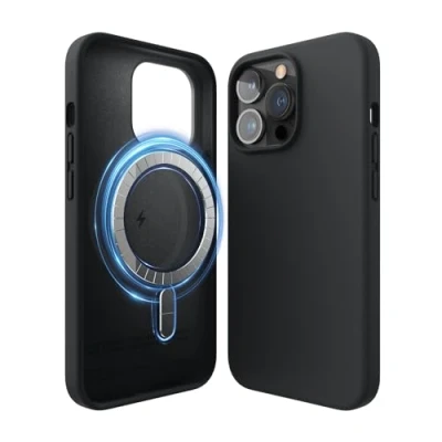 Afbeelding van elago Magnetische Silicone Case Compatibel met iPhone 13 Pro (6.1) Hoesje, MagSafe, Ingebouwde Magneten, Premium Liquid Silicone, Beschermend Cover (Zwart)