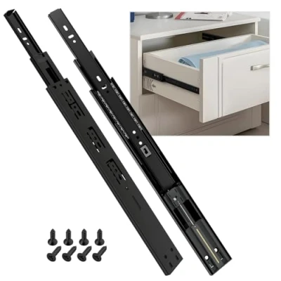 Afbeelding van SHUHANG Ladegeleiders met softclose lade geleiders voor kastlade zwaar gebruik, 45 kg, volledige verlenging kogellagergeleiders, 300, 350, 400, 450, 500, 550, 600 mm, zijmontage, 1 paar