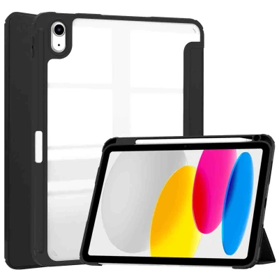 Afbeelding van Apple iPad 10 (2022) 10.9 inch Hoes: imoshion Trifold Hardcase Bookcase Shockproof/Valbescherming Bookcase,Hardcase Zwart Kunststof Tablet