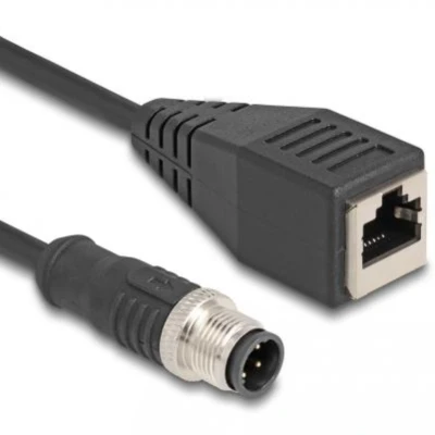 Afbeelding van Delock M12 Adapterkabel D kodiert 4 Pin Stecker zu RJ45 Buchse 50 cm