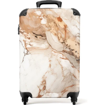 Afbeelding van NoBoringSuitcases.com® Oranje handbagage koffer Marmer 55x35x25