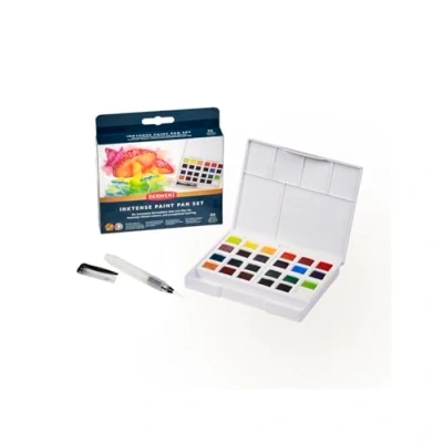 Afbeelding van Derwent Inktense Paint 24 Pan Palette, Set of 24, Half Size, Water Soluble, Ideal for Painting &amp; Crafts on Paper Fabric, Professional Quality, 2306318