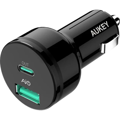 Afbeelding van Aukey CC Y7 USB C A 36W 2 poorts Autolader met Power Delivery