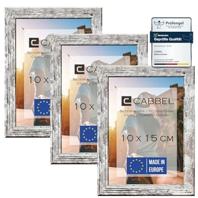 Afbeelding van CABBEL Set van 3 fotolijsten 10x15 MDF houten lijst met onbreekbaar acrylglas in berken