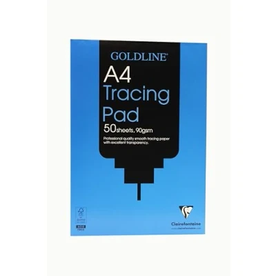 Afbeelding van Clairefontaine Ref GPT1A4Z Goldline Professional Tracing Pad (bevat 50 vellen) A4 (210 x 297mm) in formaat, 90gsm papier, FSC gecertificeerd Geschikt voor het traceren van artikelen