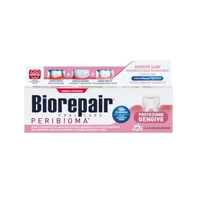 Afbeelding van Biorepair, Zahnpasta zum Schutz des Zahnfleisches Peribiom, bekämpft und verhindert Zahnfleischprobleme, mit Probiotika, feuchtigkeitsspendende Hyaluronsäure, ohne Fluor, 75 ml
