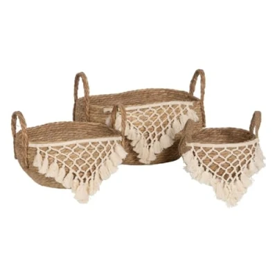 Afbeelding van Mandenset Wit Natuurlijk Natuurlijke Vezel 25 x 19 cm (3 Onderdelen)