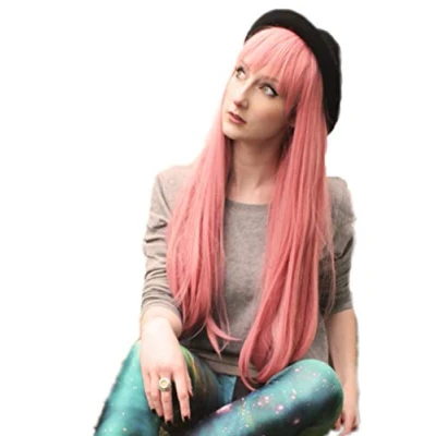 Afbeelding van Prettyland C732 Cosplay pruik 75cm lang roze glad volume rechte pony hittebestendig