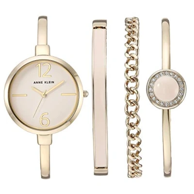 Afbeelding van Anne Klein damesarmbandhorloge en premium armbandenset met kristallen accenten, AK/3290LPST