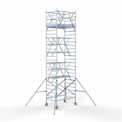 Afbeelding van Pro alu rolsteiger 135x190x8.20m werkhoogte carbondeck incl. dubbele voorloopleuning