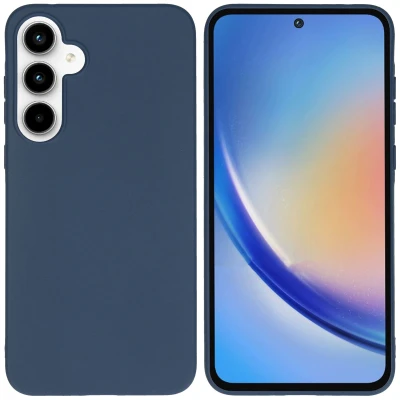 Afbeelding van Samsung Galaxy A35 Hoesje Siliconen en TPU (zacht) iMoshion Backcover/Softcase Donkerblauw Telefoonhoesje