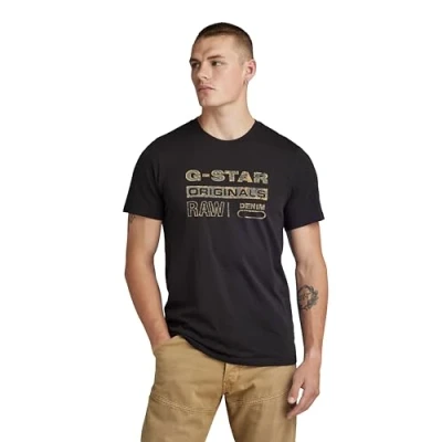 Afbeelding van G Star Distressed Originals Tshirt print, Heren, Maat: Small, Dk black