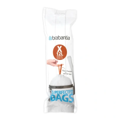 Afbeelding van PerfectFit afvalzak met trekbandsluiting code X, 10 12 liter, 20 stuks/rol White Brabantia