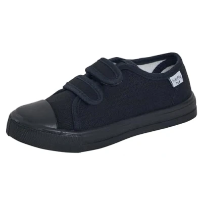 Afbeelding van Kinderen Canvas Schoenen Jongens Trainers Meisjes Pumps Unisex Gemakkelijk Bevestigen Plimsolls Casual Schoenen, Zwart, 8 UK Child
