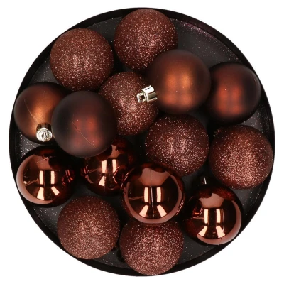 Afbeelding van Cosy &amp; Trendy Kerstballen 12x donkerbruin mat glans glitter
