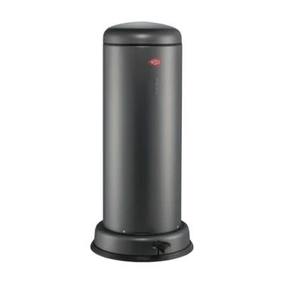 Afbeelding van Wesco Big Baseboy Afvalbak in de kleur mat grafiet, gepoedercoat plaatstaal, 30 liter volume, ingebouwde demper, metalen voetsteun met rubberen
