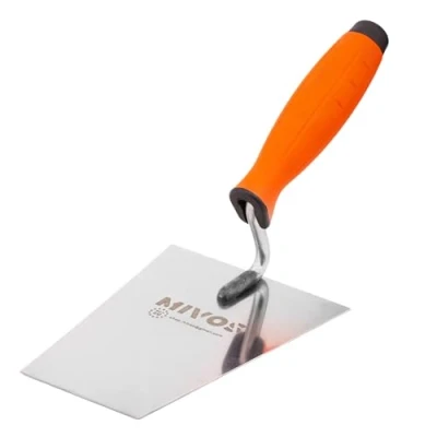 Afbeelding van Mivos Metseltroffel trapeziumtroffel 160 mm van roestvrij staal/roestvrije stukkateurtroffel x 75 met zachte greep/trapeziumtroffel voor metselwerkzaamheden/Made in EU
