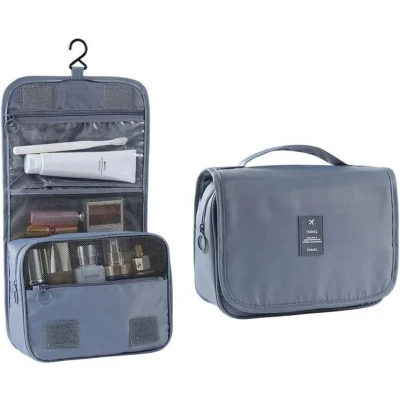 Afbeelding van Pazzo Goods toilettas Base met haak M Blauw Grijs Reis Ophangbaar