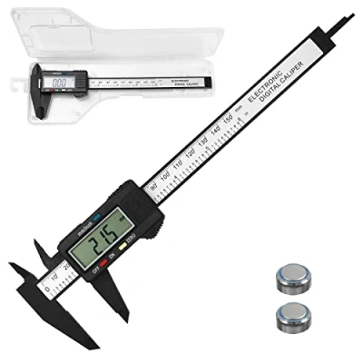 Afbeelding van Gvolatee digitale schuifmaat, 150 mm/6 inch koolstofvezel, schuifmaat met helder lcd en back up batterij, binnen, professionele kaliper voor buiten, diepte stapmeting