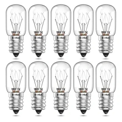 Afbeelding van Bonlux E14 Ovenlamp, warmwit, tot 300 graden dimbaar, zoutlamp, gloeilamp, E14, 14 W, 90 lm, voor magnetron, koelkast en afzuigkap, 10 stuks