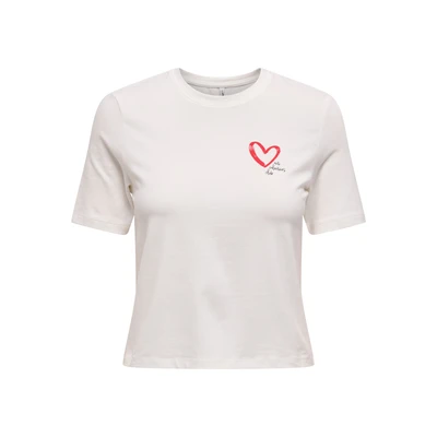 Afbeelding van ONLY Onlvallie LIFE LOVE Tshirt print Cloud dancer, Dames, Maat: XS, dancer
