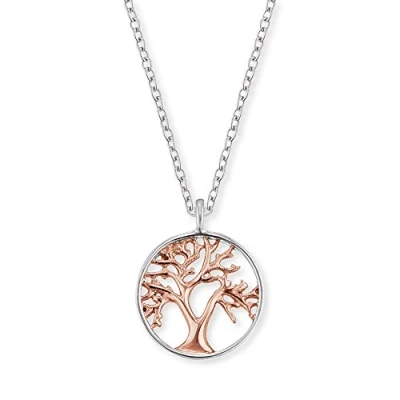 Afbeelding van Engelsrufer Baum des Lebens Kette mit Anhänger für Damen Bicolor Rhodiniert und Rosévergoldet 925er Sterlingsilber Länge 40 cm + 4