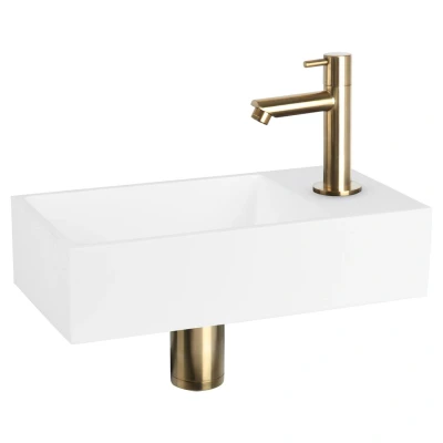 Afbeelding van Differnz solid fonteinset surface kraan recht mat goud