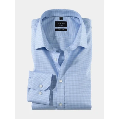 Afbeelding van OLYMP No. Six super slim fit overhemd lichtblauw geruit Strijkvriendelijk Boordmaat: 42