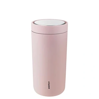 Afbeelding van Stelton to Go click Thermobeker, dubbelwandige thermosfles, roestvrije, lekvrije koffiemok/theebeker met smart deksel, warme en koude dranken, 0,4 liter, soft rose