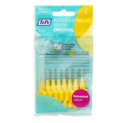 Afbeelding van TePe Interdentale borstels 0,7 mm geel 3 verpakkingen van 8 (24 borstels)