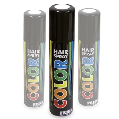 Afbeelding van Haarspray wit voordeelverpakking: 3 blikjes van elk 100 ml. Driedelige bundel kleurspray voor carnaval, Halloween en feest