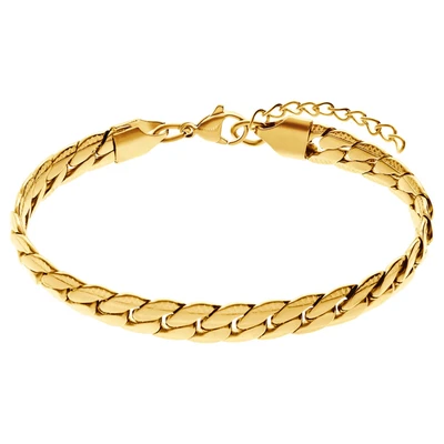 Afbeelding van Lucardi Dames Stalen goldplated Armband met gourmetschakel Staal Goudkleurig 20 cm