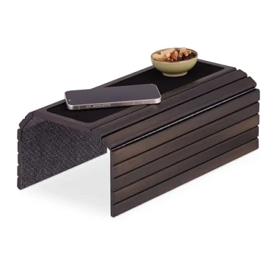 Afbeelding van Relaxdays armleuning dienblad opvouwbaar bamboe 42 x 34 cm organizer