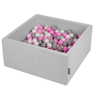 Afbeelding van KiddyMoon Schuim Ballenbak Voor Kinderen Met Ballen Ø 7 Cm Gemaakt In EU, Lichtgrijs:Parel Grijs Roze,90X40cm/200