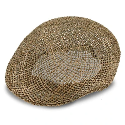 Afbeelding van fiebig stro flatcap voor dames &amp; heren zomerkap gemaakt van 100% schildkap met binnenband in Italië natuurlijke strokap de lente zomer vele maten (61 XL)