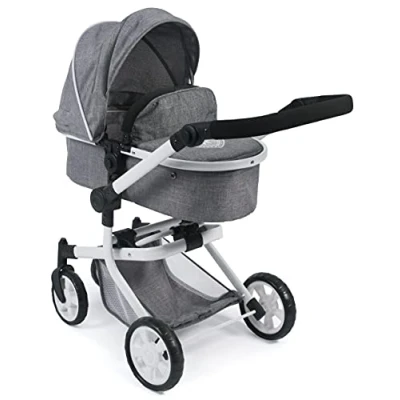 Afbeelding van Bayer Chic 2000 Poppenwagen Mika, 2 in 1 combipoppenwagen voor kinderen van 4 tot 8 jaar, jeans grijs
