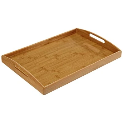 Afbeelding van Serveerblad rechthoekig bamboe hout bruin 44 x 30 cm Dienbladen