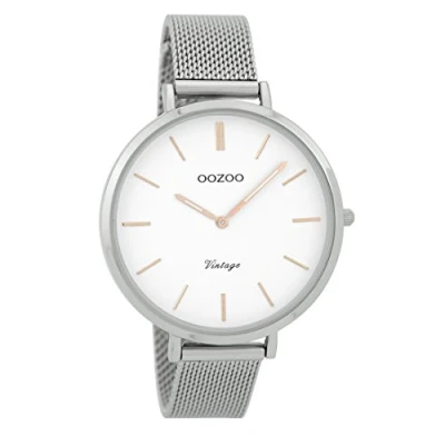 Afbeelding van zilverkleurige OOZOO horloge met metalen mesh armband C9371